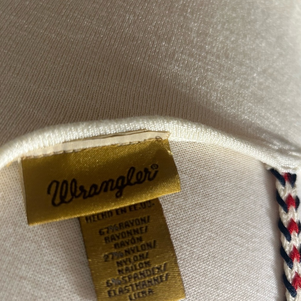 Wrangler, Free Spirit. Cream Tank Top with Blue and Red Design - Picture 6 of 7